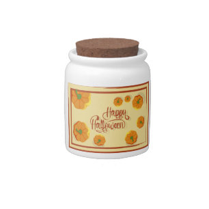 Framed greeting card Happy Halloween typography   Candy Jar