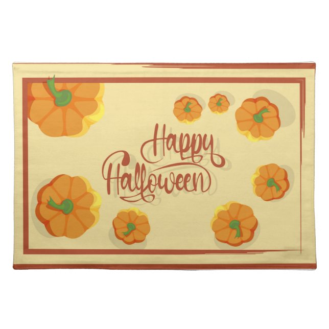 Framed greeting card Happy Halloween typography   Cloth Placemat (Front)
