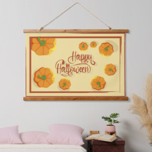 Framed greeting card Happy Halloween typography Hanging Tapestry