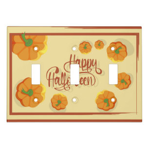 Framed greeting card Happy Halloween typography Light Switch Cover