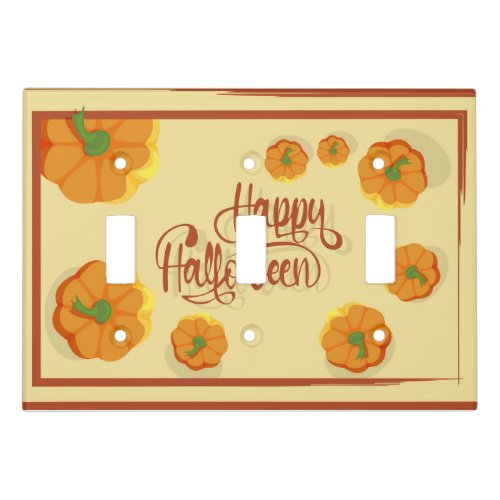 Framed greeting card Happy Halloween typography   Light Switch Cover