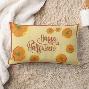 Framed greeting card Happy Halloween typography   Lumbar Pillow