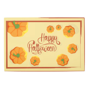 Framed greeting card Happy Halloween typography Metal Print