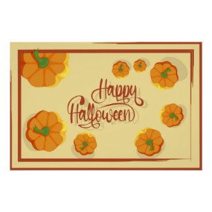 Framed greeting card Happy Halloween typography   Poster