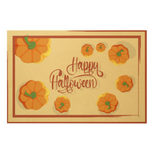 Framed greeting card Happy Halloween typography Wood Wall Art