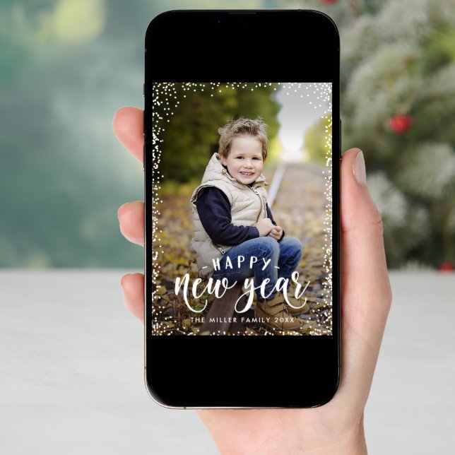 Framed Happiness New Year Holiday Photo Card (Front Digital)