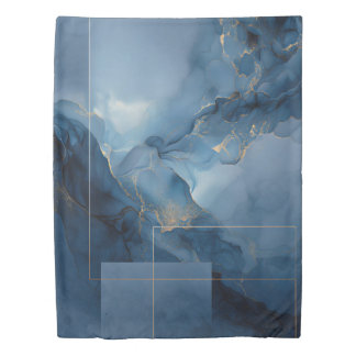 Framed Haze Blue Teal Geometric Abstract Duvet Cover