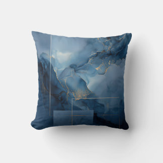 Framed Haze Blue Teal Geometric Abstract Throw Pillow