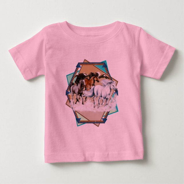 Framed Horses In Snow BG T-Shirt (Front)