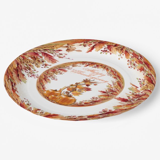 Framed In Color Autumn Leaves Thanksgiving Plates (Angled)