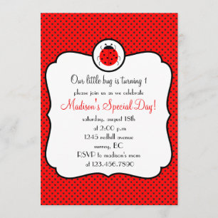 Framed ladybug birthday party invitation