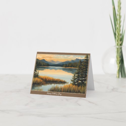 Framed Landscape Lake  Mountains Fathers Day Card