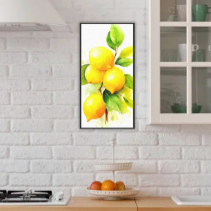 Framed Lemons Art Kitchen, Restaurant & Foodies Canvas Print