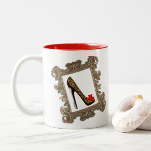 Framed Leopard Stiletto High Heel Pump Mug
