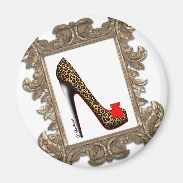 Framed Leopard Stiletto Pump Magnet (Front)