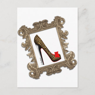 Framed Leopard Stiletto Pump Postcard