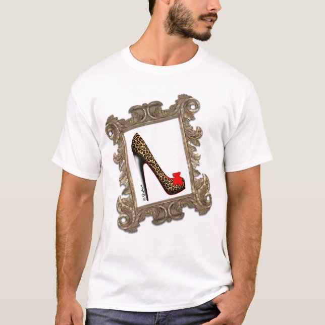 Framed Leopard Stiletto Pump T-Shirt (Front)
