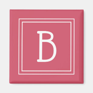 Framed Modern Monogram Letter Initial Girly Pink Magnet