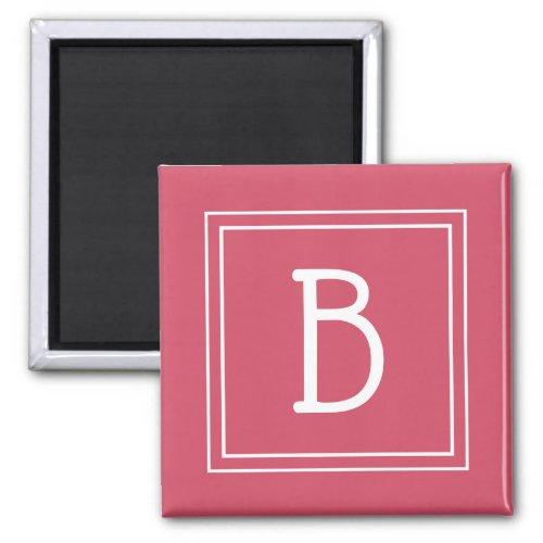 Framed Modern Monogram Letter Initial Girly Pink  Magnet