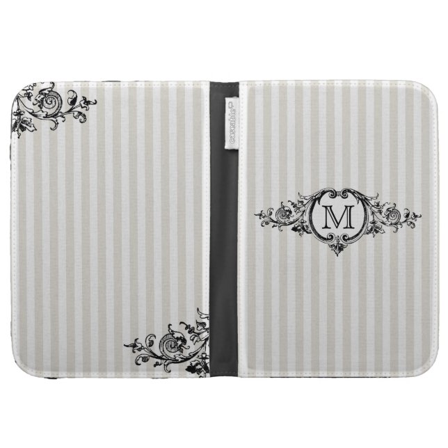 Framed Monogram on Stripes Kindle Folio Case (Opened)
