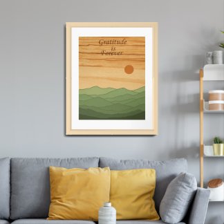 Framed Mountain Sunset Print | Inspirational 24x30