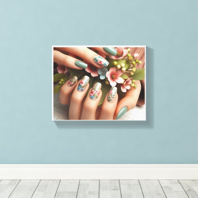Framed Nail Art Stretched Canvas Print (Insitu(Wood Floor))