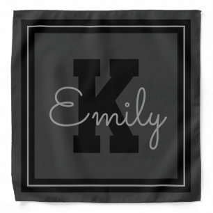 Framed Name & Monogram Greys & Black Bandana