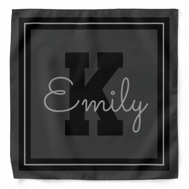 Framed Name & Monogram | Greys & Black Bandana (Front)