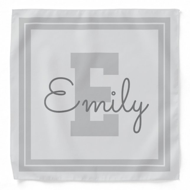 Framed Name & Monogram | Light Grey & Grey Bandana (Front)