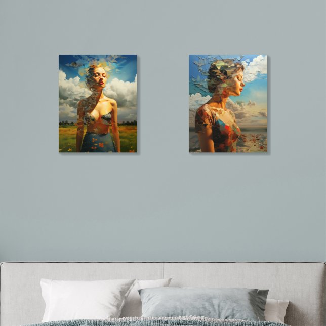 Framed painting of a woman outdoors acrylic photo tile (Bedroom)
