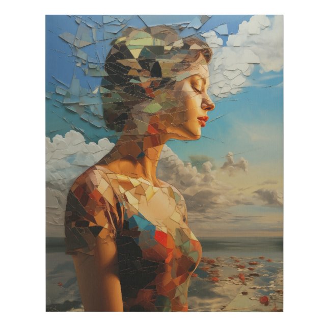 Framed painting of a woman outdoors faux canvas print (Front)