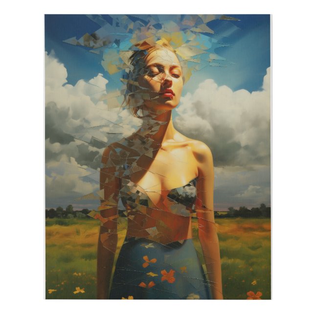 Framed painting of a woman outdoors faux canvas print (Front)