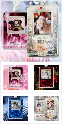 Framed Pet Photo Ornaments - Various Themes