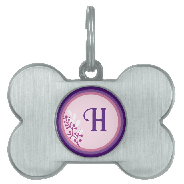 Framed Pet Tag - Add your initial - Purple (Front)