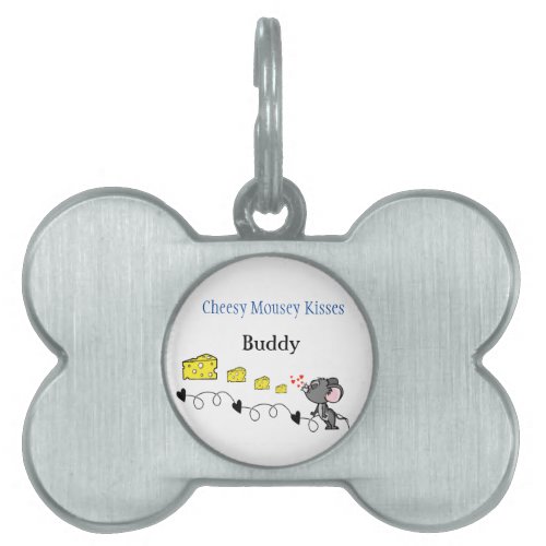 Framed Pet Tag Mousey Cheesy Kisses Puppy Dog 