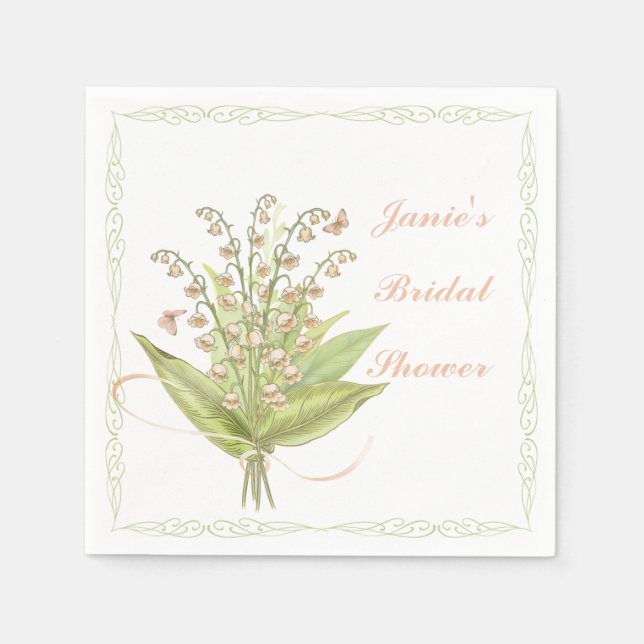 Framed Pink Flower Bouquet Paper Napkin (Front)