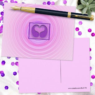 Framed Pink Heart Spiral Missing You Postcard