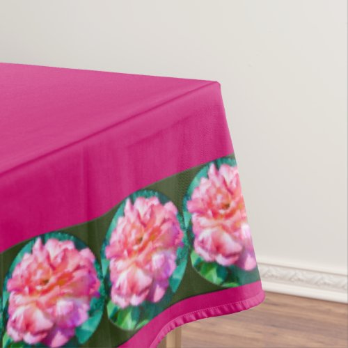 Framed Pink Rose 60 x 104 w Wine Background  Tablecloth