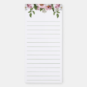 Framed Pink Rose Floral Greenery Spring Magnetic Notepad