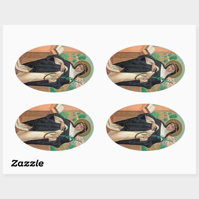 Framed Portrait of St. Rose of Lima (Detail; K 48) Oval Sticker (Sheet)