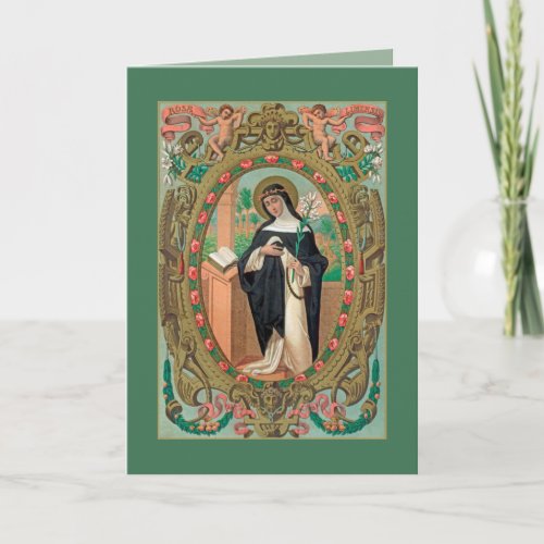 Framed Portrait of St Rose of Lima K 48 Card