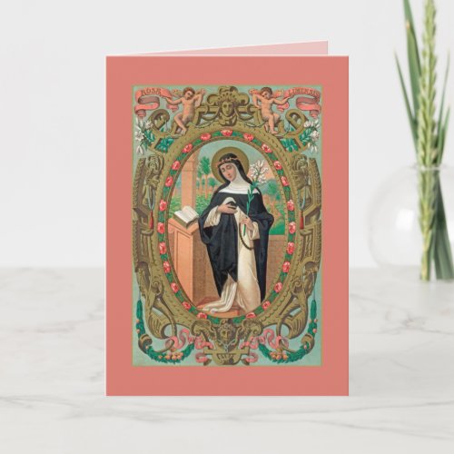 Framed Portrait of St Rose of Lima K 48 Card