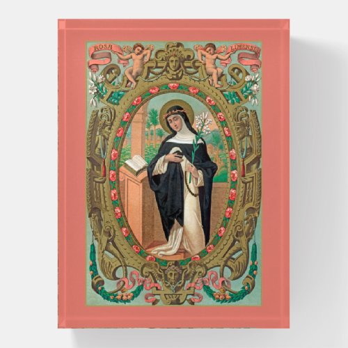 Framed Portrait of St Rose of Lima K 48 Paperweight