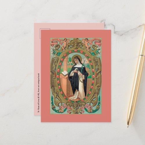 Framed Portrait of St Rose of Lima K 48 Postcard