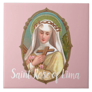 Framed Portrait of St. Rose of Lima (M 024b) Ceramic Tile