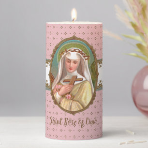 Framed Portrait of St. Rose of Lima (M 024b) Pillar Candle