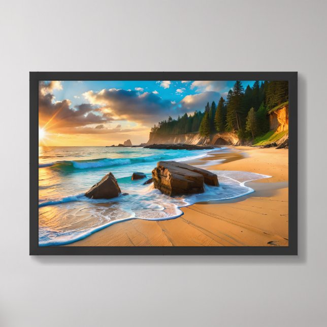 Framed Poster Art Beach Scene (Framed Front)