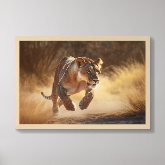 Framed Poster Art Lioness (Framed Front)