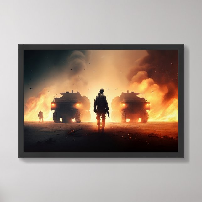 Framed Poster Art Military Action Scene (Framed Front)