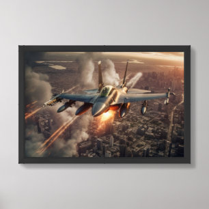 Framed Poster Art Military Fighter Jet